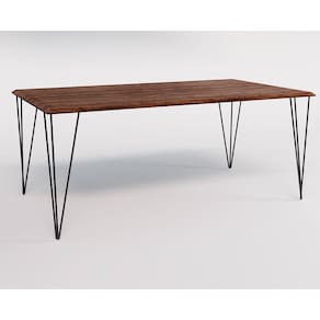 Mesa De Jantar Industrial Retangular Clips Amêndoa 135X75 De Ferro Preto Cor: Preto