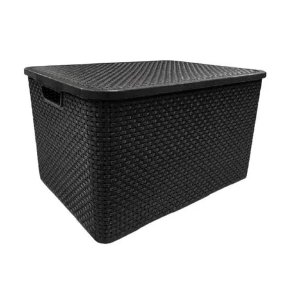 Organizador Rattan 20 L Preto Atacado 5 Unidades Arqplast