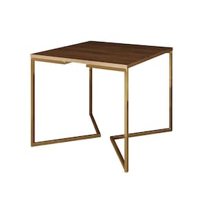 Mesa De Jantar Industrial Redonda Amêndoa 110Cm Base V Dourada Cor: Amendoa