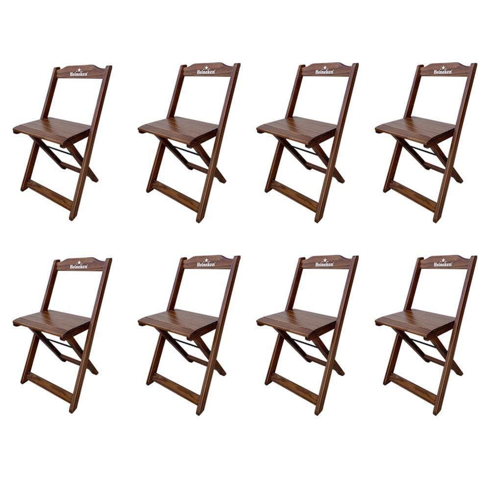 Kit 8 Cadeiras Dobráveis Madeira Hei Imbuia
