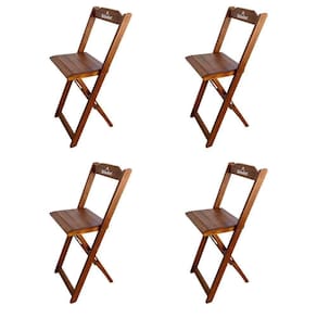 Kit 4 Banquetas Bistrô Dobrável Madeira Hei Imbuia