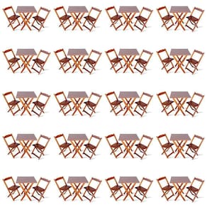 Kit De 20 Conjuntos De Mesa Dobrável 70x70 Com 2 Cadeiras Imbuia
