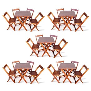 Kit De 5 Conjuntos De Mesa Dobrável 70x70 Com 4 Cadeiras Imbuia