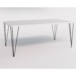 Mesa De Jantar Industrial Retangular Clips Branca 135X75 De Ferro Preto Cor: Preto