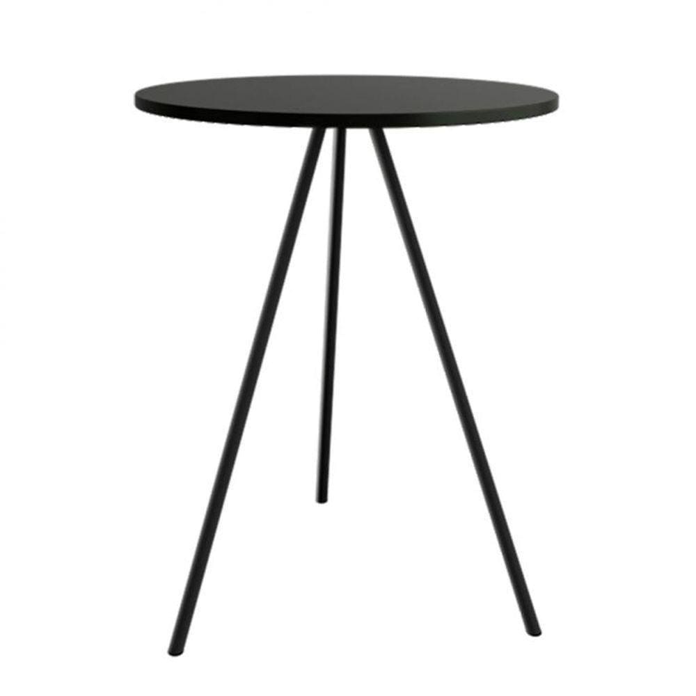 Mesa Lateral Gabriela Preta Tampo De Madeira Preto