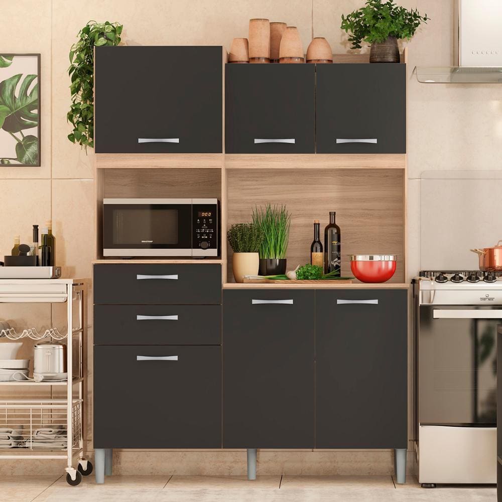 Armário Cozinha Compacta 6 Portas 2 Gavetas 1 espaço Forno Harmonia