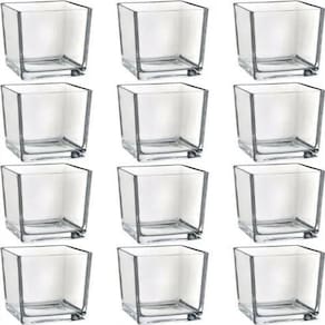 Kit 12 Mini Vaso De Vidro Castiçal Porta Vela De Mesa 300 Ml