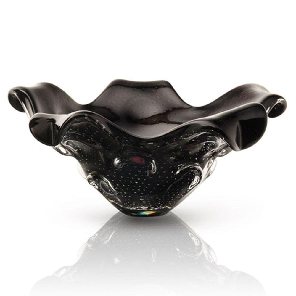 Centro De Mesa Em Cristal Murano Preto São Marcos