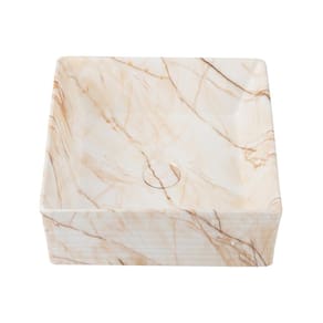 Cuba De Apoio Para Banheiro Quadrada Slim Louça Cerâmica 38 cm Larimar Pingoo.casa - Marmorizado Rose