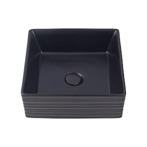 Cuba De Apoio Para Banheiro Quadrada Slim Louça Cerâmica 38 cm Larimar Pingoo.casa - Preto Fosco