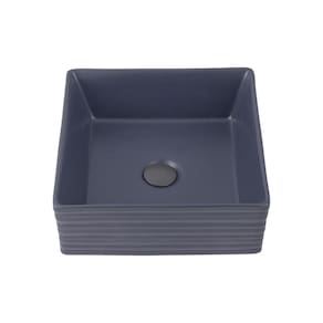 Cuba De Apoio Para Banheiro Quadrada Slim Louça Cerâmica 38 cm Larimar Pingoo.casa - Cinza Fosco
