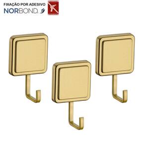 Kit 3 Cabide Gancho Multiuso Para Toalha Objetos Banheiro Adesivo Dupla Face Dourado - Future