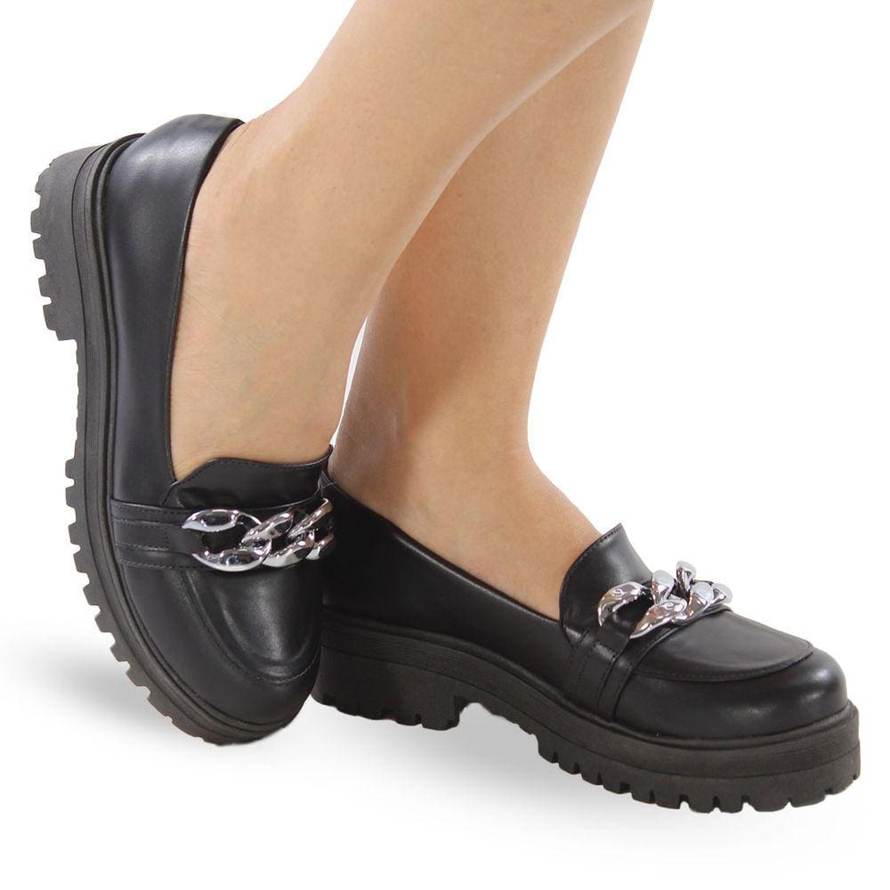 Sapato Mocassim Modarpe Tratorado Corrente Feminino MC04
