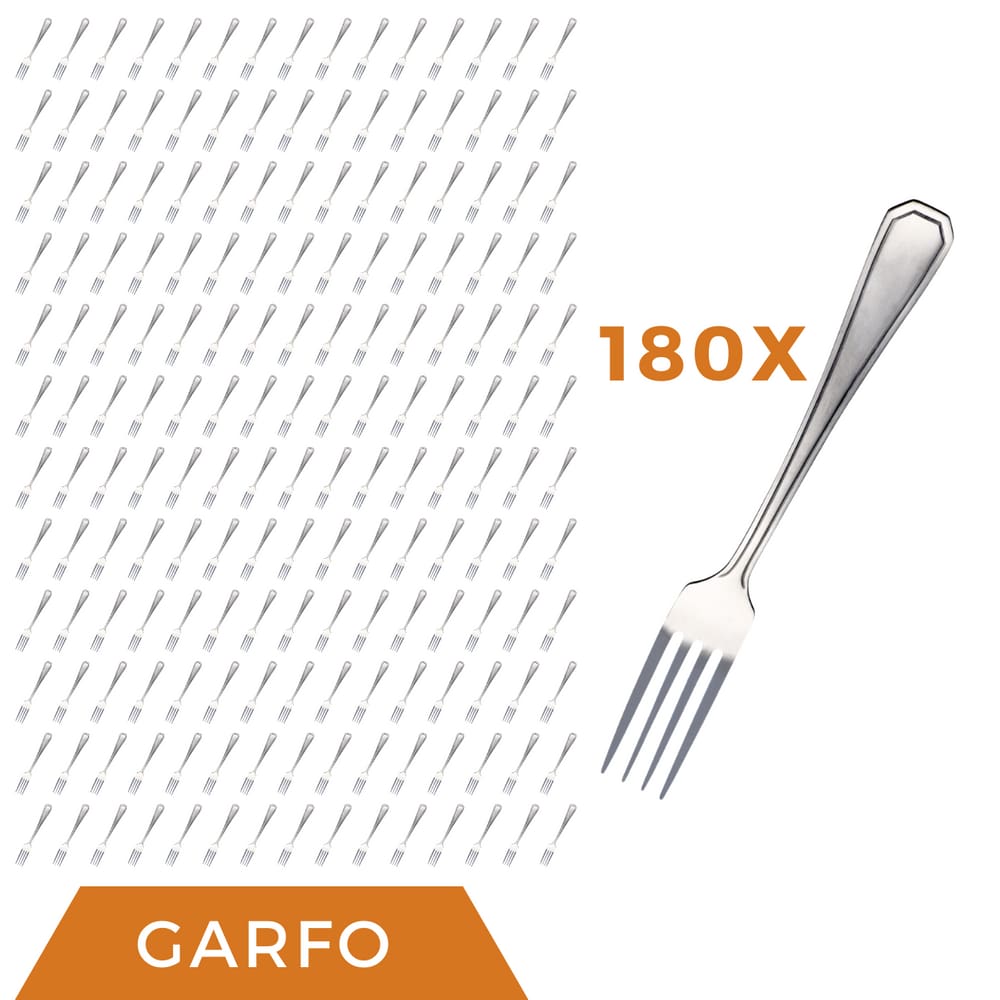 Jogo Restaurante 180 Pçs Garfo Inox Reforçada Casa / Bar