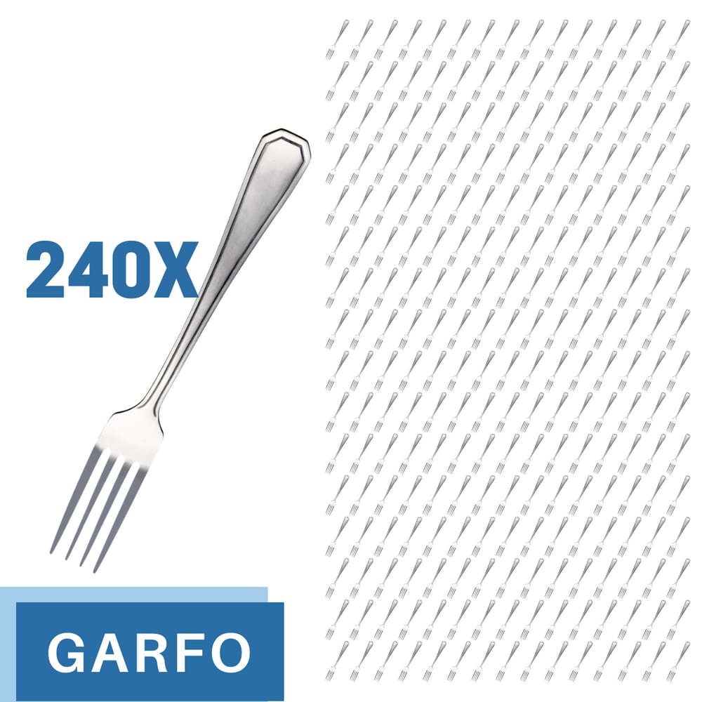 Jogo Restaurante Garfo Inox Reforçado 240 Pçs Casa / Bar