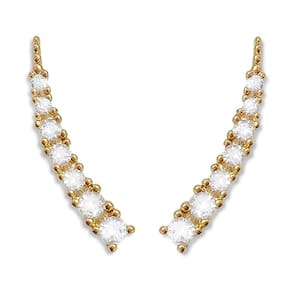 Brinco Ear Cuff Zircônia Cristal Banhado a Ouro 18K Semijoia