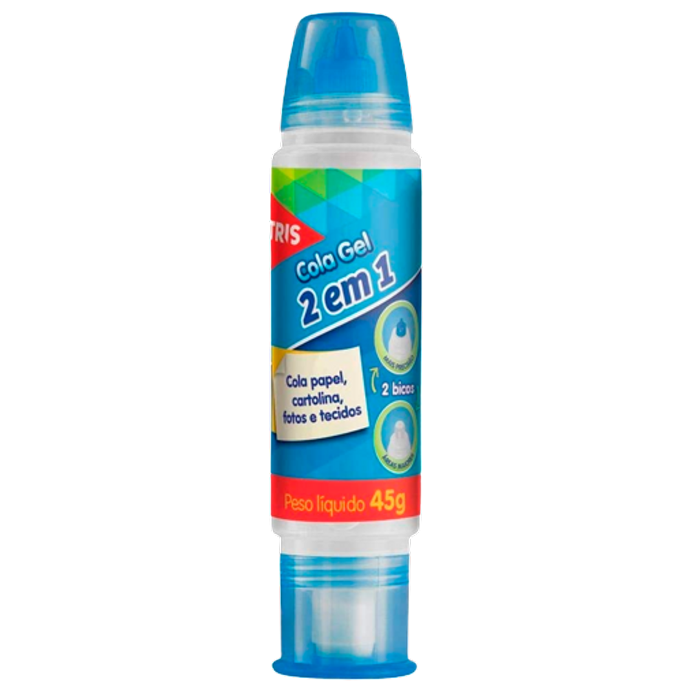 Cola em gel 2 em 1 Tris Tubo 45g 2 bicos dosadores