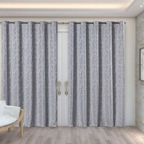 Cortina Sala Quarto Semi Blackout Jacquard Cinza 5,00X2,80