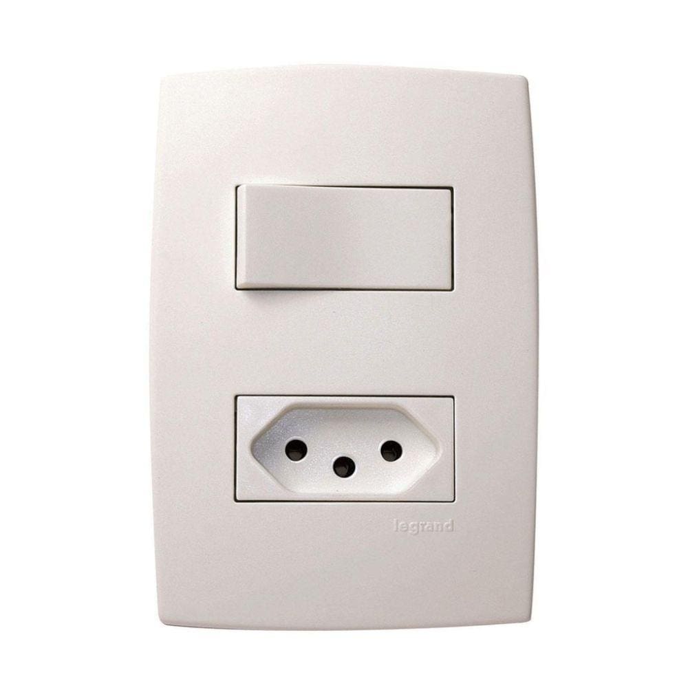 Interruptor Simples 10A + Tomada 2P+T C/ Placa 4x2 615074 Pial