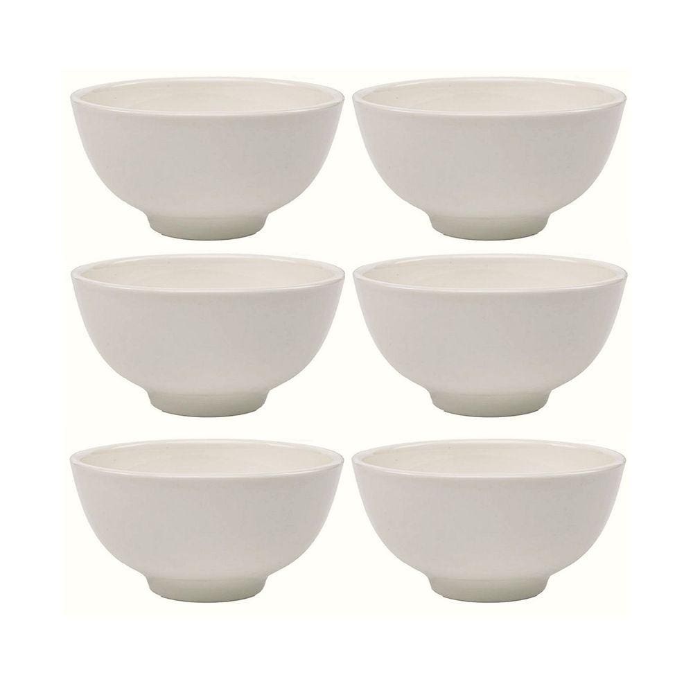 Kit 6 Tigelas Cumbuca Bowl Porcelana Clean Branca 350ml 16cm x 7cm - Lyor