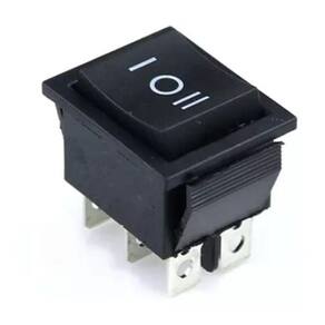 Chave Gangorra On/Off/On 6 Polos Preta 15A-250V