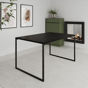 Mesa Industrial Jantar 137X90Cm Preta Manchester - Preto