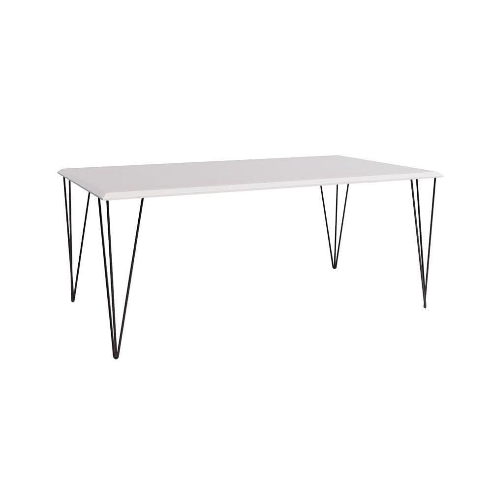 Mesa De Jantar Elen Retangular Tampo De Madeira 140X80Cm Branco - Branco