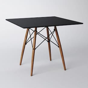 Mesa De Jantar Eiffel Quadrado Tampo De Madeira 90Cm Preto - Branco