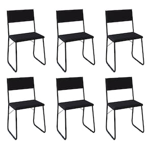 Kit 6 Cadeiras De Jantar Estofadas Angra - Preta - Preto