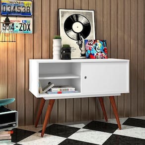 Bancada Rack Tv Até 40 Polegadas Retro 60 Branco Ac - Cor: Branco