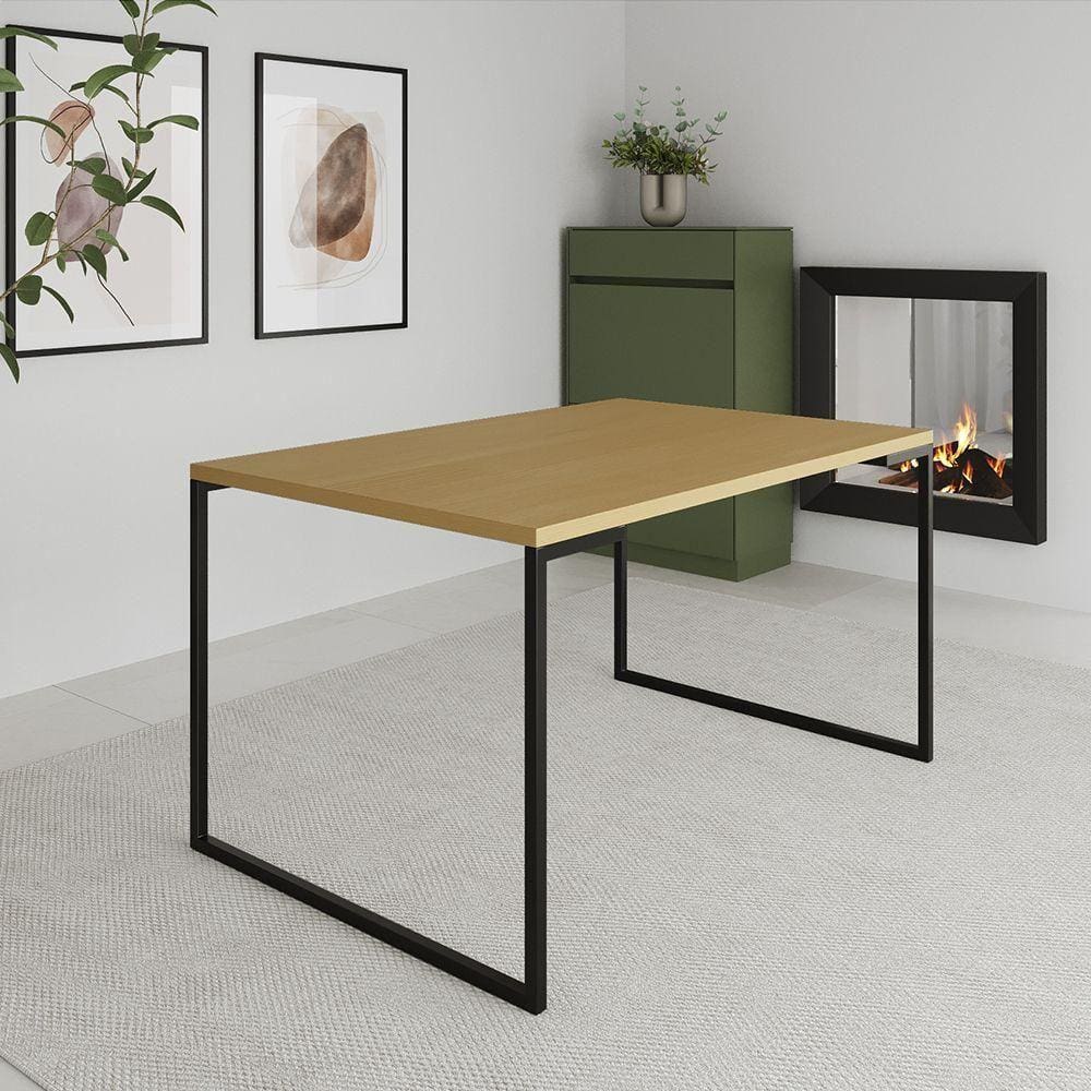 Mesa Industrial Jantar 137X90Cm Canela Manchester - Preto