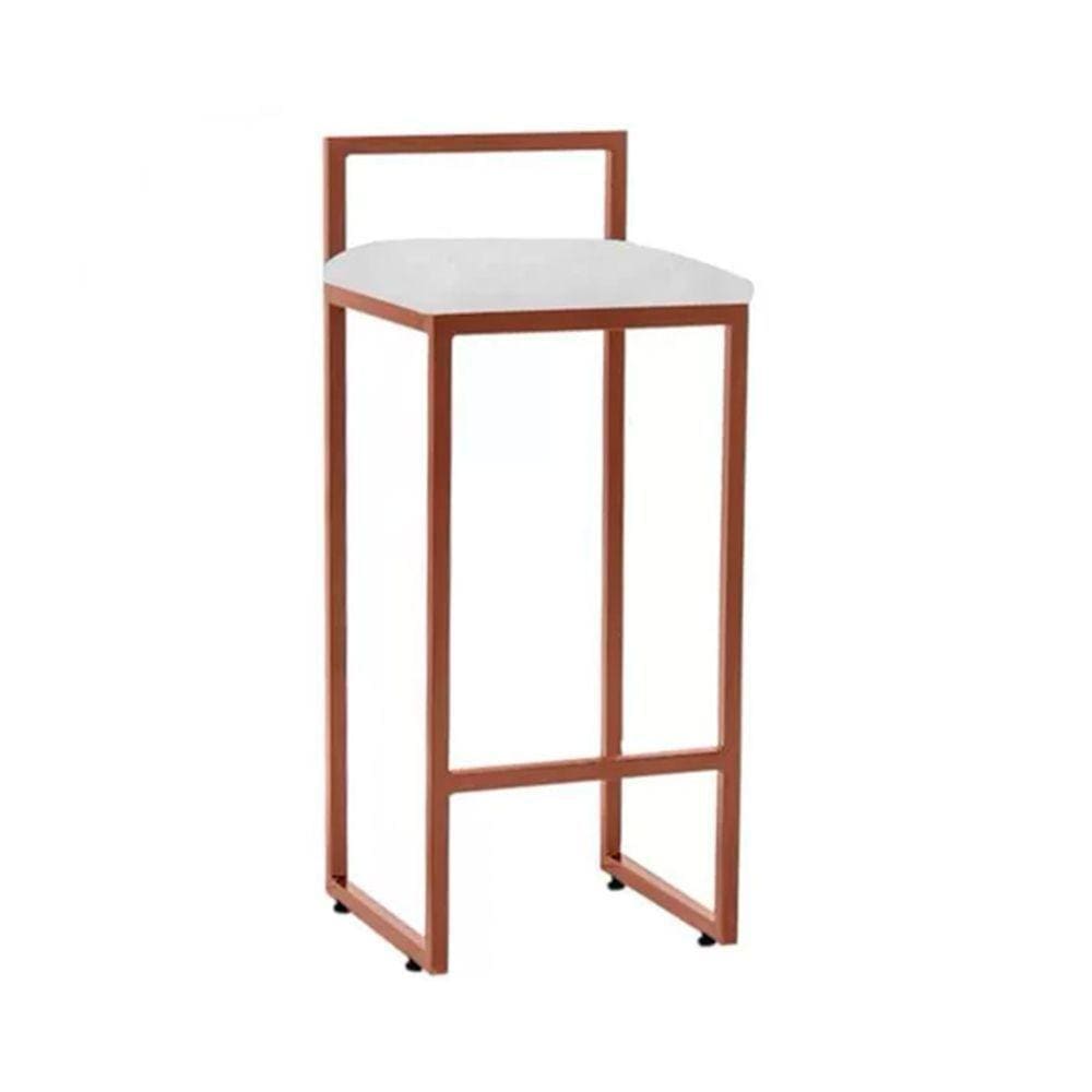 Banqueta Industrial Premium Bar Cozinha Bistrô Aço Dori Cobre Assento Suede Branco - Preto