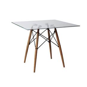 Mesa De Jantar Eiffel Quadrado Tampo De Vidro 110Cm - Branco