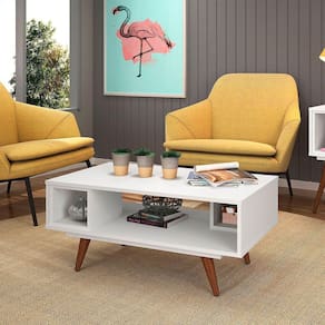 Mesa De Centro Retangular Retrô 45 Olivar - Cor: Branco
