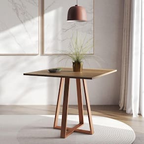 Mesa De Jantar Mônaco 90Cm Imbuia Base Cobre - Marrom
