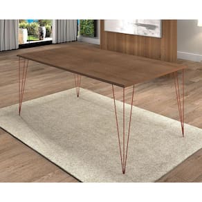 Mesa De Jantar Elen 140X80Cm Tampo Amêndoa Com Base Cobre - Branco