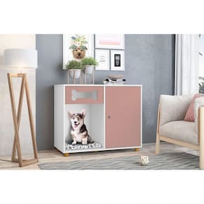 Aparador Pet Dog Branco/rose - Cor: Branco