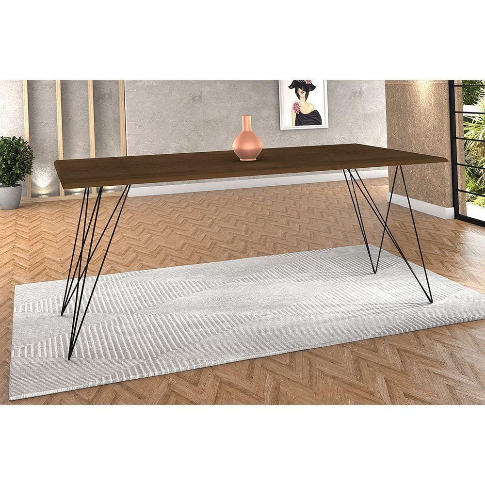 Mesa De Jantar Trama Base Preta Com Tampo Amêndoa 140 X 80 - New Green - Marrom