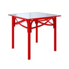 Mesa De Jantar Katrina Vermelha Quadrada Tampo De Madeira 90 Cm New Green - Vermelho