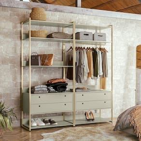 Guarda Roupa Closet Modulado Industrial Quarto Solteiro Olivar Aberto 178cm-Off White- Off White