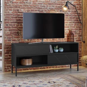 Rack Industrial Para Tv 55 Polegadas Tetris - Preto Acetinado - Cor: Preto