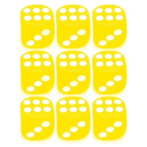 Kit 9 Dados Amarelo 6 Lados 14mm Orixás Umbanda Erês