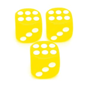 Kit 3 Dados Amarelo 6 Lados 14mm Orixás Umbanda Erês