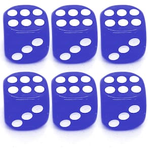 Kit 6 Dados Azul 6 Lados 14mm Orixás Umbanda Erê Zé Pilintra