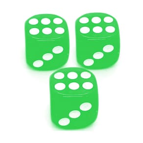 Kit 3 Dados Verde 6 Lados 14mm Orixás Umbanda Ogum