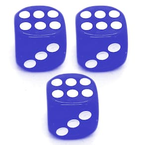 Kit 3 Dados Azul 6 Lados 14mm Orixás Umbanda Erê Zé Pilintra