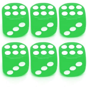 Kit 6 Dados Verde 6 Lados 14mm Orixás Umbanda Ogum