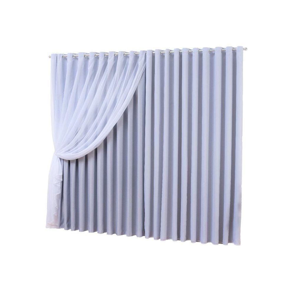 Cortina Blackout Com Voil Ilhós Cromado Branco 4,00X2,80M