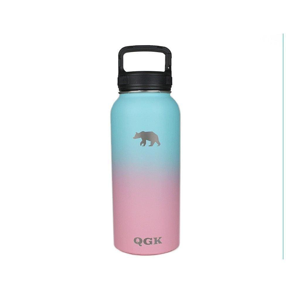 Garrafa Térmica Inox 946Ml 32Oz Com Tampa Rosa E Azul - Qgk