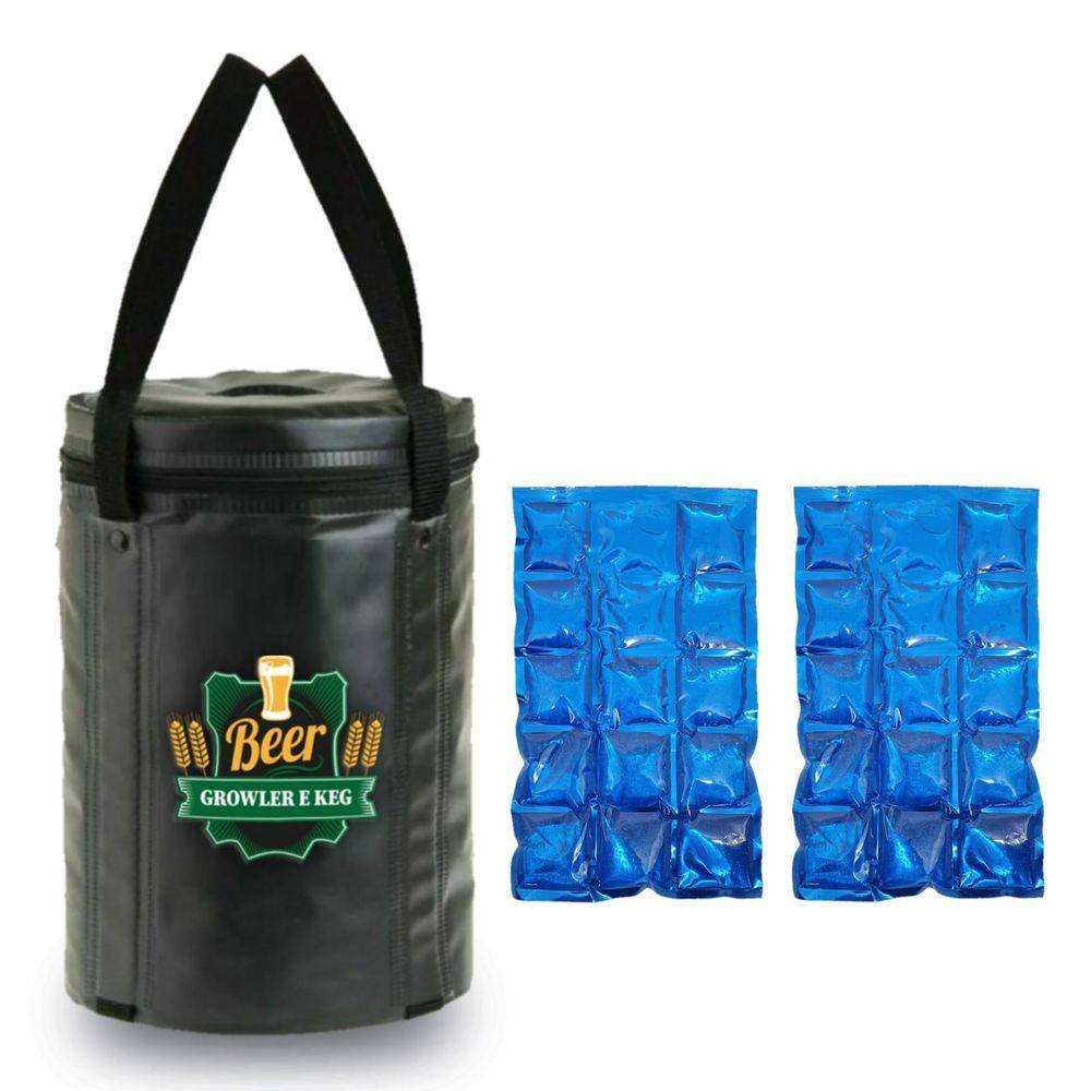 Bolsa Térmica P/Barril Chopp 5L + 2 Cartelas Gelo Gel Black